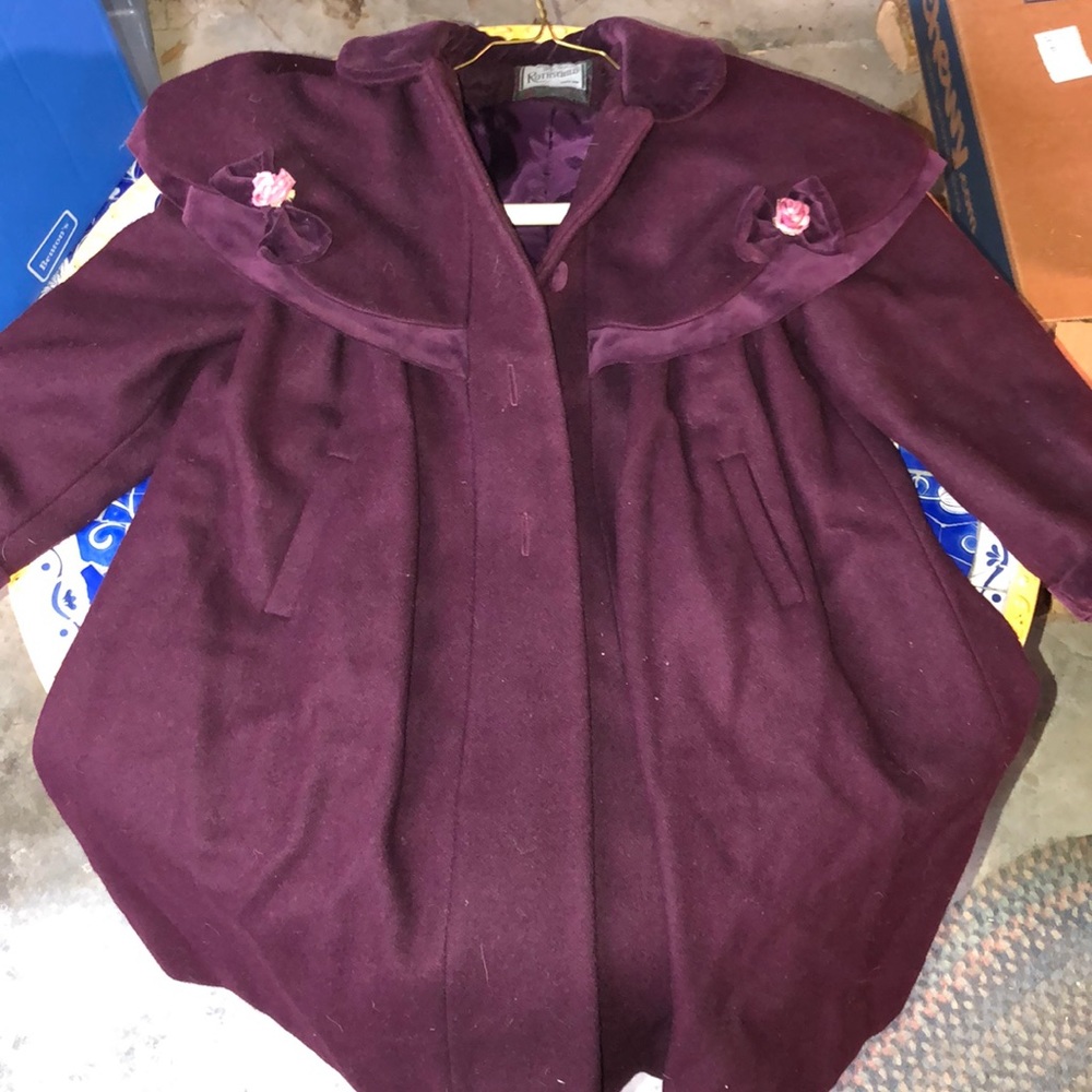 Rothschild Girl’s Dress Coat Holidays vintage beautiful eggplant purple 80% wool